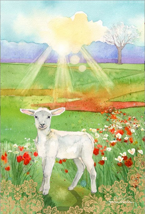 Lamb-at-Dawn-garden-12x18inch-TLG