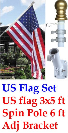 US-Flag-Set-Pole-6ft-Adj-Bracket-White-ED