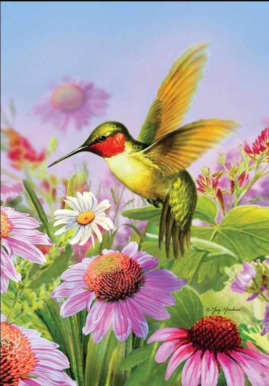 Humming-Bird-Cone-Flowers-Flag-Mailbox-Cover-CD