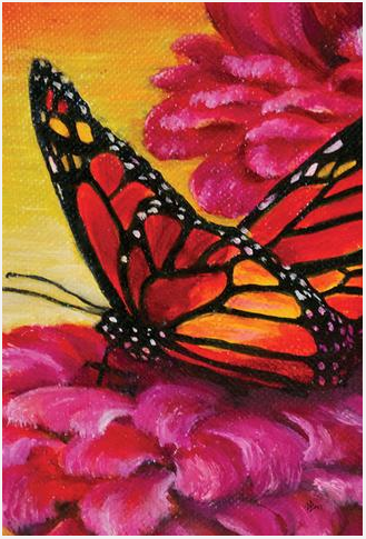 Painted-Monarch-On-Pink-garden-TLG