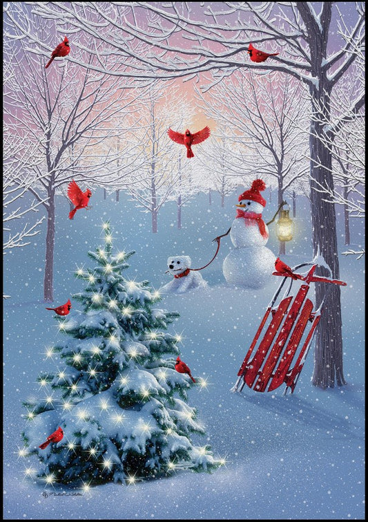 Cardinal-Tree-Snowman-28x40-art-flag-CD