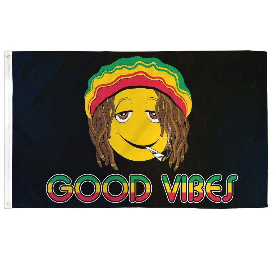 Smiley-Happy Face Good Vibes-3x5ft-poly-Fi