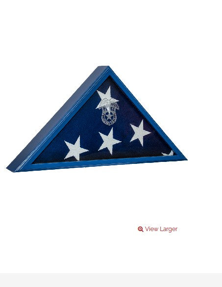 Display-case-Police-Blue Finish-Hardwood-Police Laser Logo-for5x9.5ft-Made in USA-SC