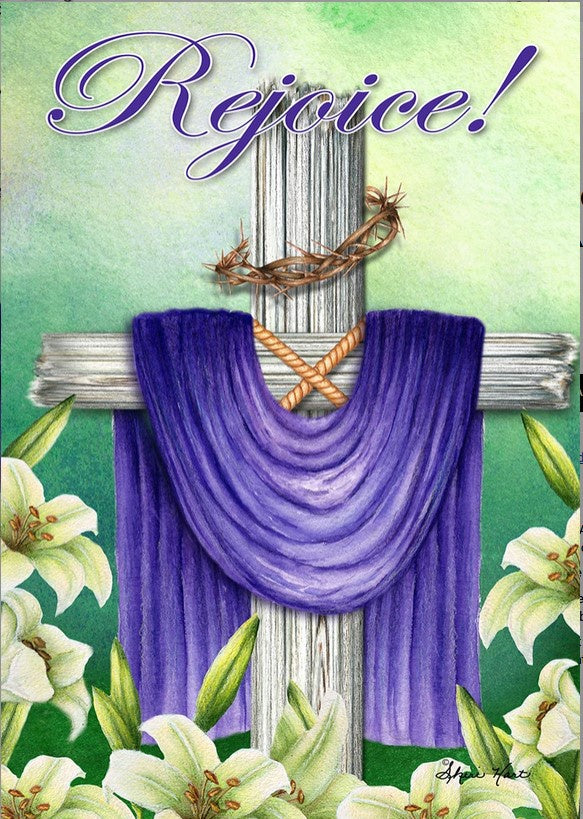 Rejoice Cross-garden-12x18inch-TLG