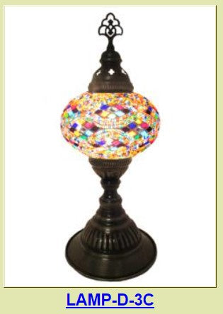 Turkish Lamp 3C-mixed-size16 in-Globe 6.5x4in-Hand Made-MC