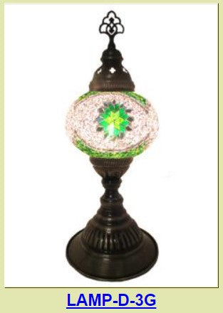 Turkish Lamp 3G-Green-16 in-Globe 6.5x4in-Hand Made-MC