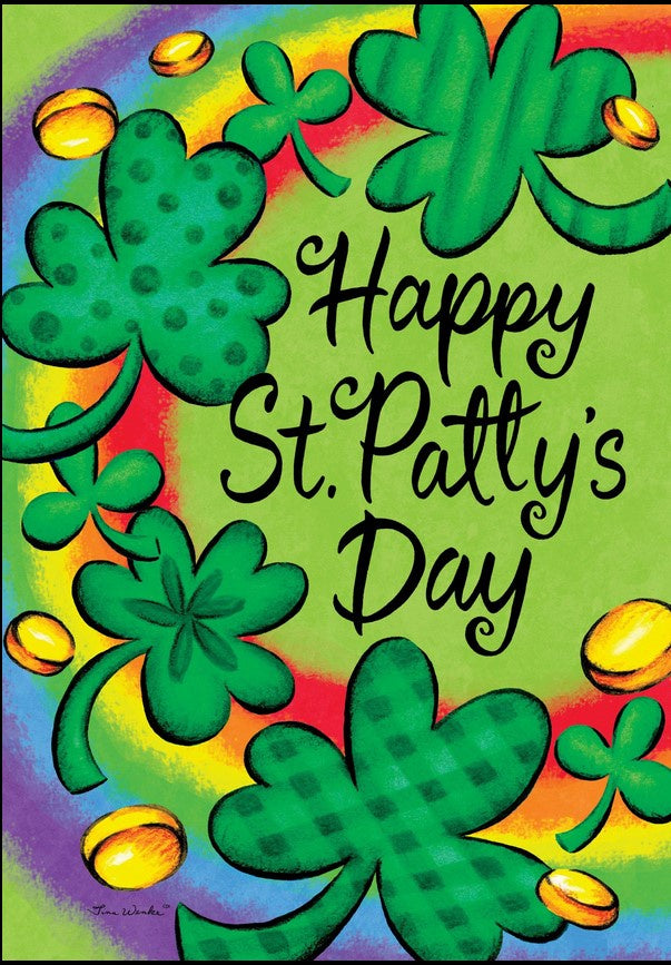 Clovers-&-Rainbows-St-Pats-art-flag-28x40-CD