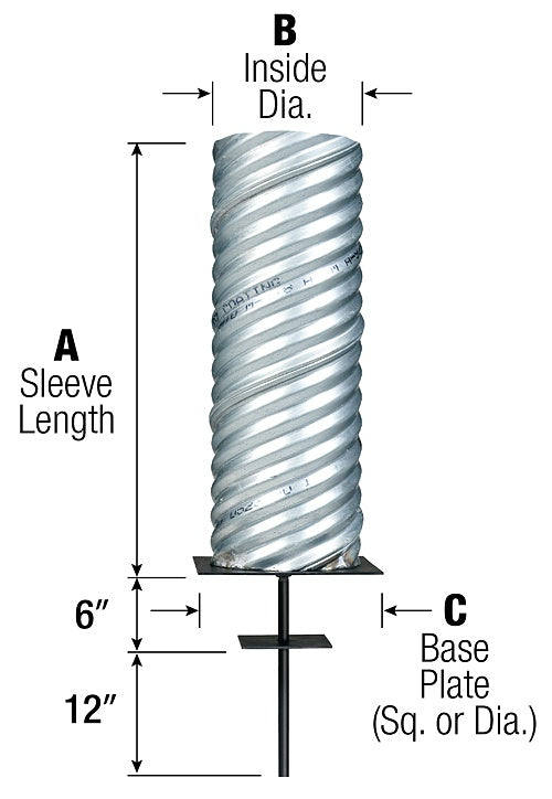 Parts-Sleeve-Ground Steel for 8 in diameter x 2.5 ft for pole 20' x 5 in dia-CC