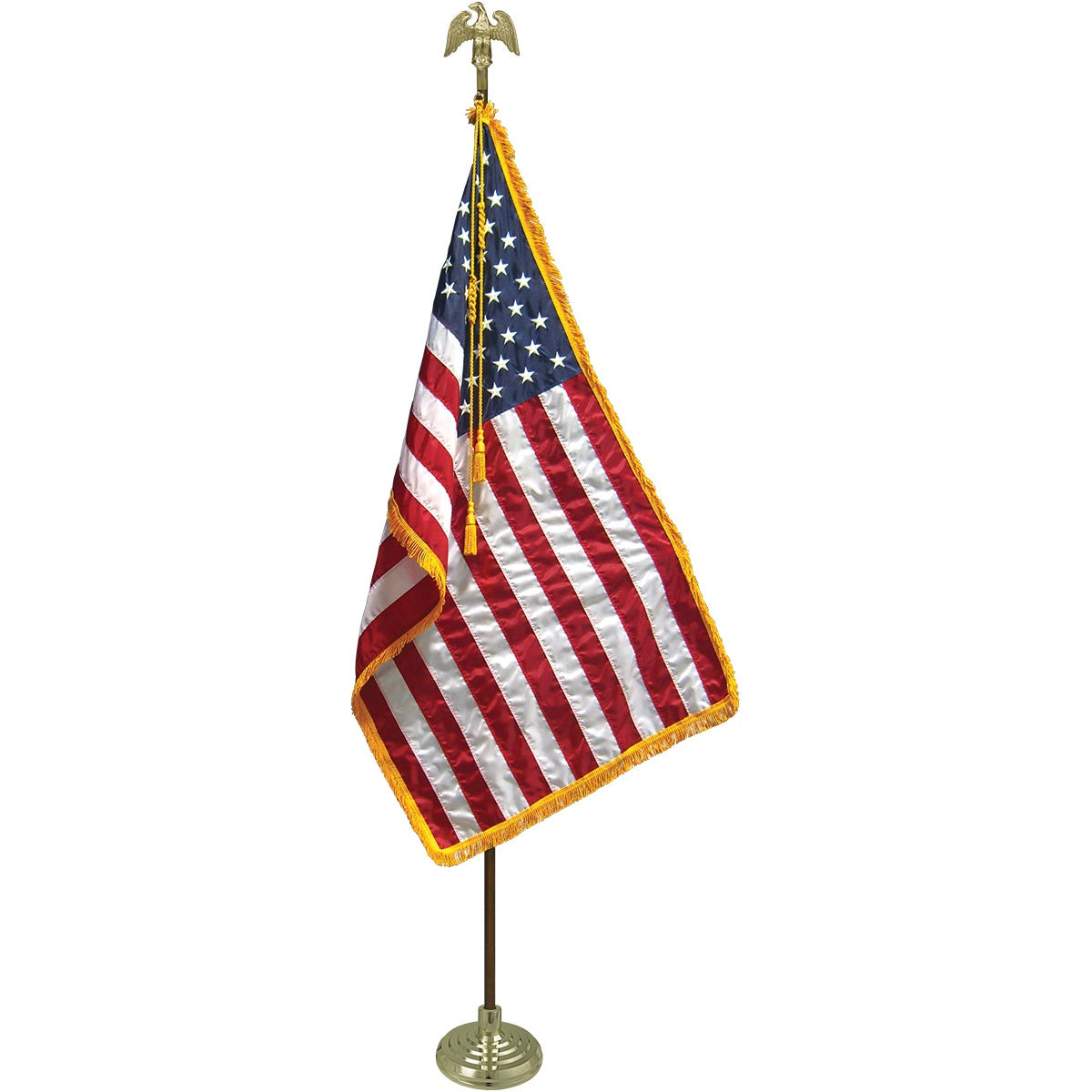 USA-3x5 ft Indoor Prem -Sleeve-Gold Fringe-Signature